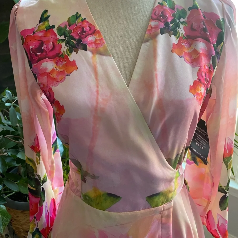 Boston Proper Watercolor Floral Print Maxi dress in SZ S NWT - Picture 8 of 11